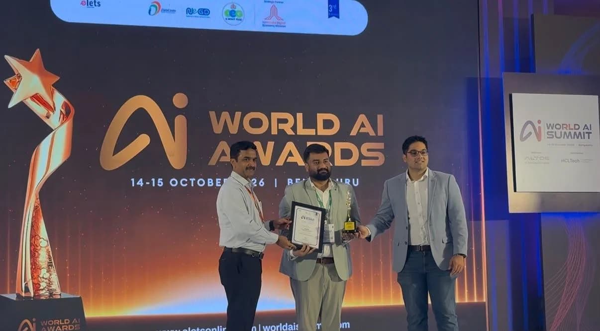 The Yoxa.ai team receiving an award at World AI Summit 2026